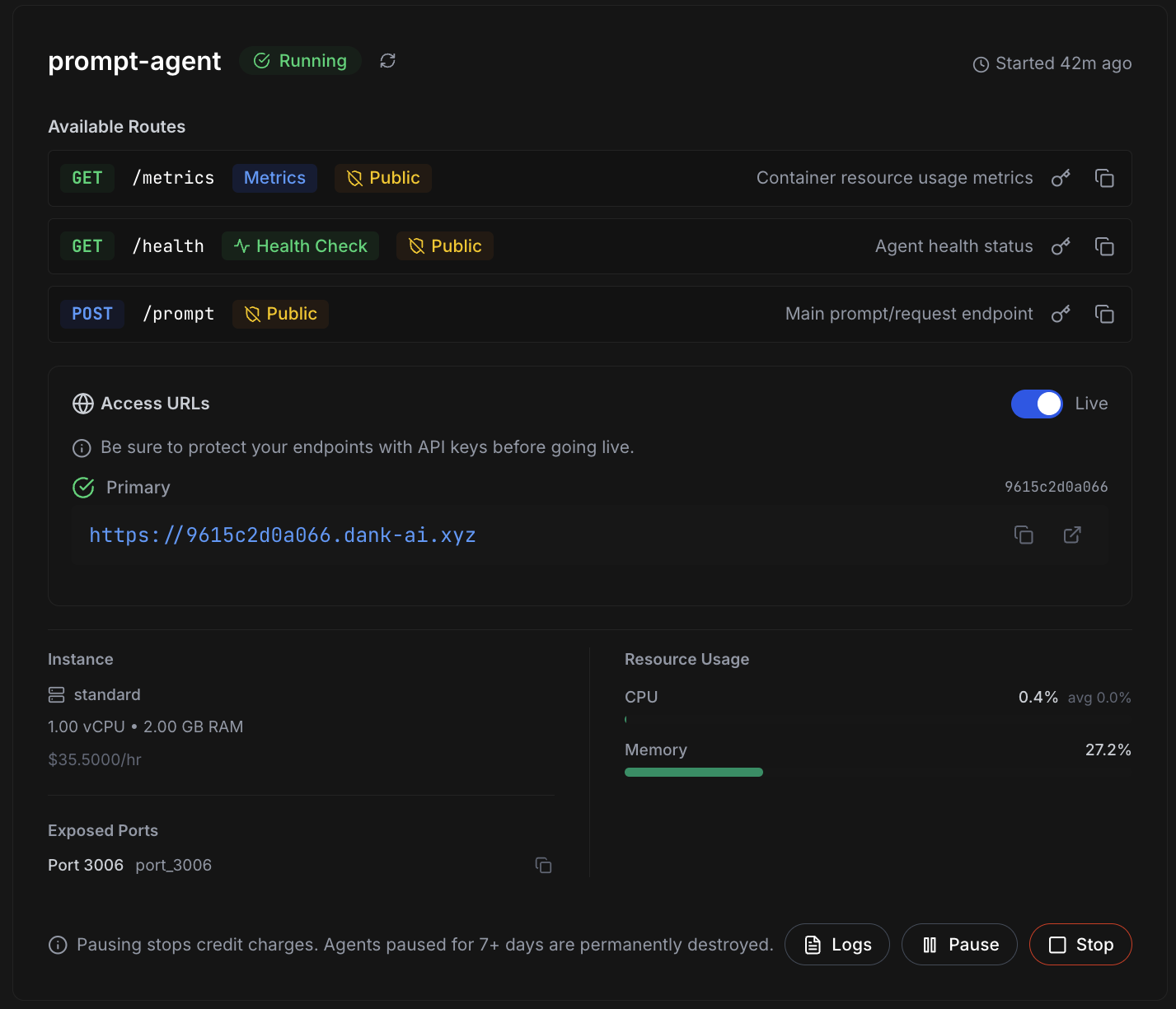 Agent Management Panel